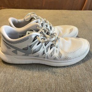 2014 Mens Nike Free Run 5.0 Running Shoes Gray White Black Mens 12